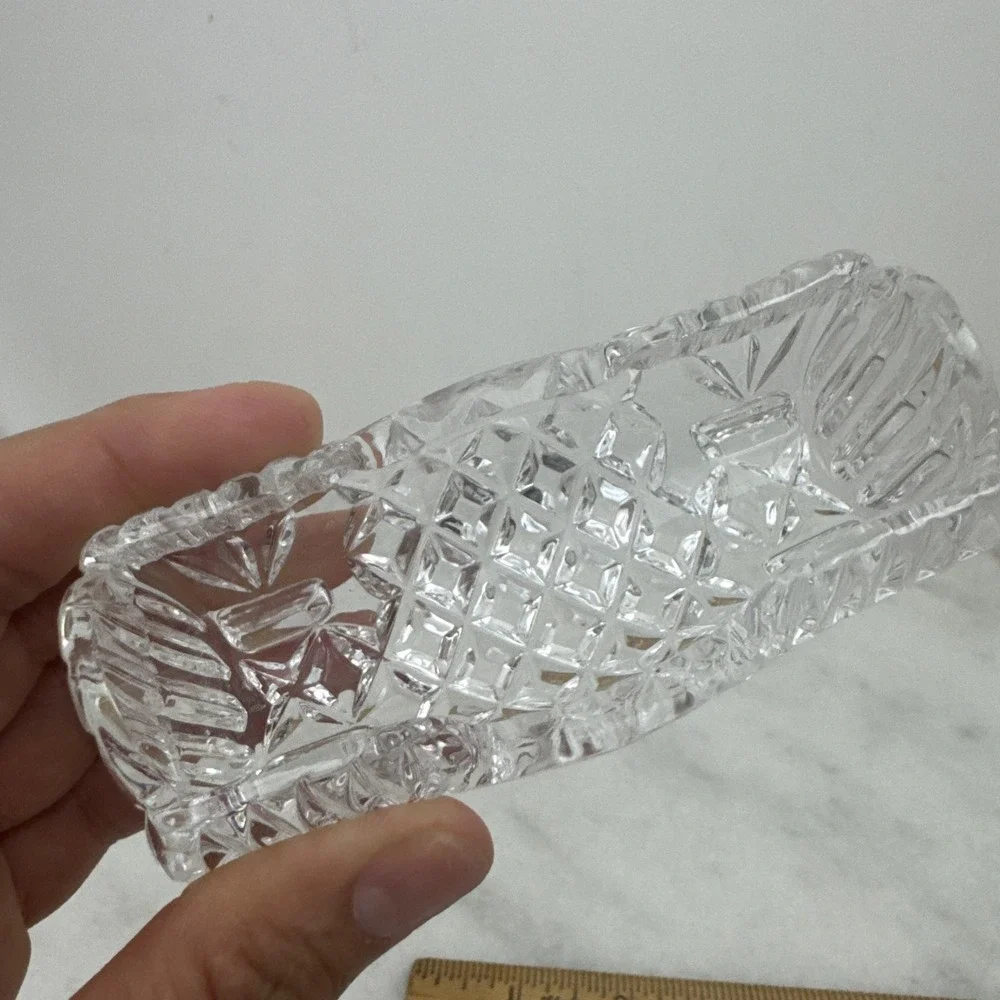 3 VTG Clear Zipper Cut Glass Barbell Knife Rests And Took Pick Holder
